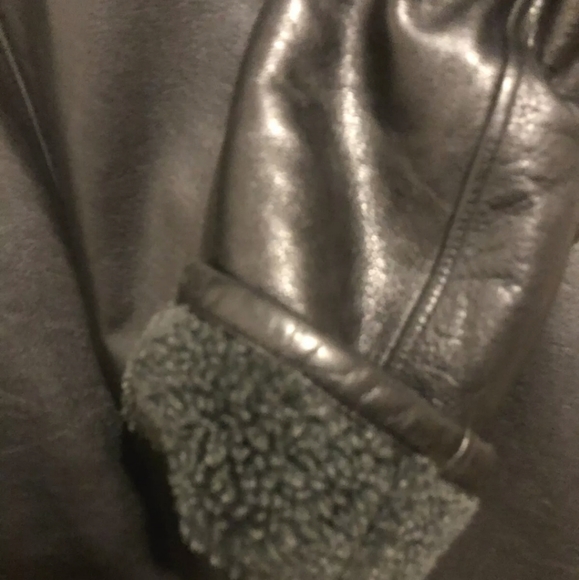 Black Heavy Leather Coat (shearling style) XL - Picture 4 of 4